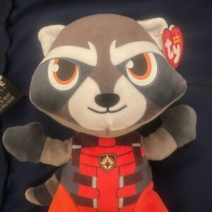 Ty Marvel Rocket Plush with Gray and White Fur